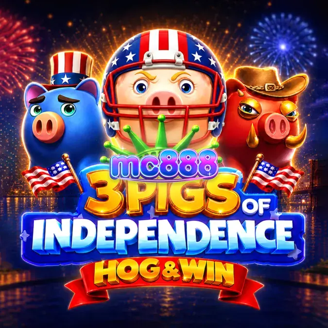 Tampilan visual slot 3 Pigs of Independence Hog & Win dengan tema patriotik